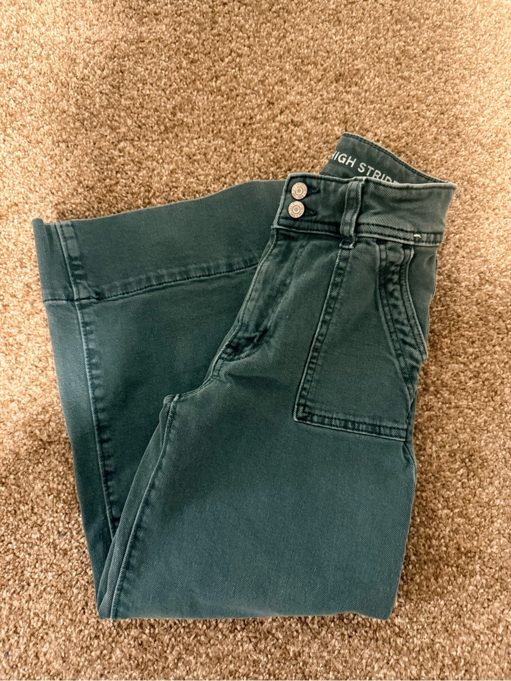 High-Rise Green Girls Jeans